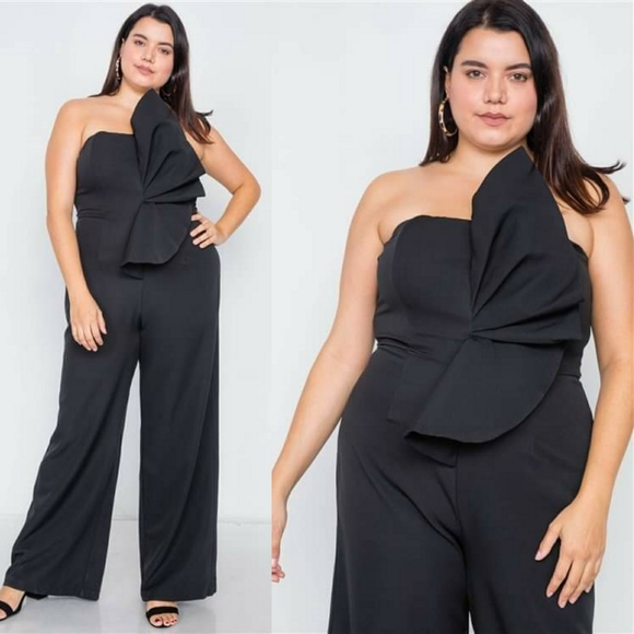 Main Event Black Strapless Jumpsuit (Plus) - Picture 6 of 6